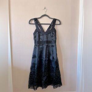 Vintage Shoshanna Black Criss Cross Shimmer Black Pleated Dress 4